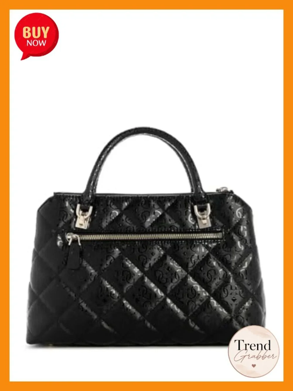 2 Compartment Satchel with Gold Hardware, Quilted PU Leather, Adjustable